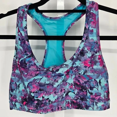 Sujetador deportivo Balance Collection talla M espalda cruzada impacto medio púrpura azul floral Foto 1 de 3