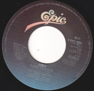 Abba Super Trouper 7" vinyl Netherlands Epic 1980 7" with large centre hole - Image 1 of 2