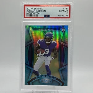 PSA 10 Jordan Addison #131 2023 Panini Certified Rookie Mirror Teal /50🔥POP 1🔥 - Picture 1 of 2