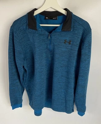 Under Armour Herren Pullover Sweatshirt Coldgear Gr. L Blau Zipper Fleece Top - Bild 1 von 4