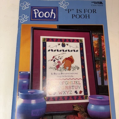 1999 Leisure Arts P Is For Pooh Winnie-The-Pooh Cross Stitch Bk 18 Patterns - Image 1 of 2