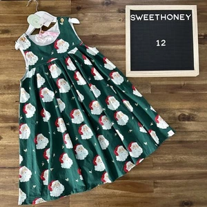 NWT SweetHoney Retro Knit Jumper Here Comes Santa Clause Christmas Green Red 12  - Picture 1 of 7