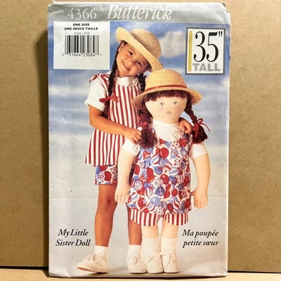 Butterick 4366 My Little Sister35" Cloth Doll & Clothes Sewing Pattern UNCUT - Image 1 of 4