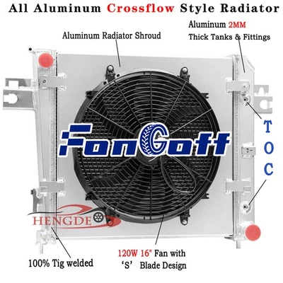 4 Row Aluminum Radiator Shroud + 16'' Fan For 2002-2006 Jeep Liberty 3.7L V6 AT Foto 1 de 4