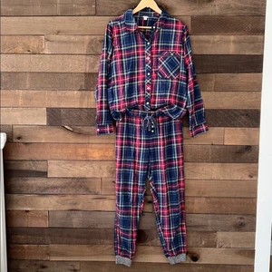 Conjunto de pijama a cuadros azul rojo amarillo Aerie para mujer - Imagen 1 de 8