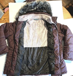 Chaqueta de exterior Free Country para mujer 1X bolsillos morados con capucha de piel fundente - Imagen 1 de 5