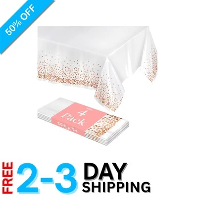 Versatile Rose Gold Plastic Tablecloths - 54x108 for Weddings & Events - Image 1 of 4
