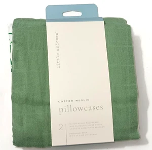 Little Unicorn Mighty Jungle grün weiß 2 Standard Kissenbezüge Musselin NEU - Bild 1 von 3