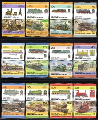 1984 Union Island SC# 13-59 -Locomotives Type of 1985 - 24 Differen Pairs - M-NH - Image 1 of 2