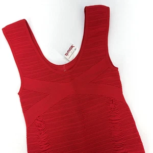 Aura Nylon Spandex Sleeveless Fitted Scoop Neck Ribbed Dress Junior S/M Red NWT - Picture 1 of 9