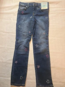 Girl's Star Mid- Rise Embroidered Skinny Jeans -Cat & Jack Medium Wash- Size 6 - Picture 1 of 6