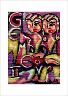 JACQUELINE DITT - Gemini A4 DRUCK n.Gemälde Zwillinge Sternzeichen - Bild 1 von 3