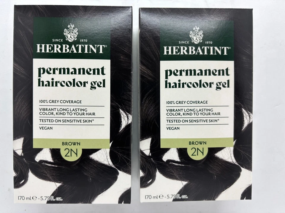 Gel de color de cabello herbal permanente Herbatint 2N marrón 4,56 z (paquete de 2) ¡ENVÍO GRATUITO! Foto 1 de 1