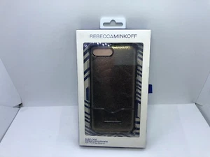 Rebecca Minkoff Slide Case for iphone 8 Plus 7 Plus Cracked Leather Anthracite - Picture 1 of 4