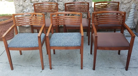 Set of 6 - Vintage Solid Wood RICCHIO Arm Chairs by Knoll 1990's Cover