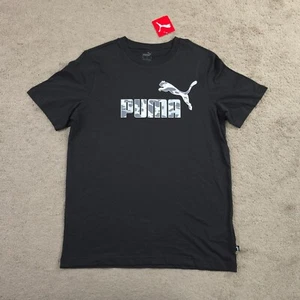 Puma Men's Splash Logo Graphic T-Shirt Medium Black Crewneck Short Sleeve Camo - Picture 1 of 8