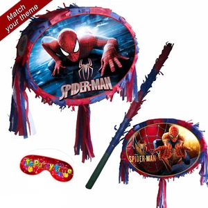 Spider Piñata set Kids Smash Party Fun Stick Red Blue Man The Amazing Spiderman - Picture 1 of 12