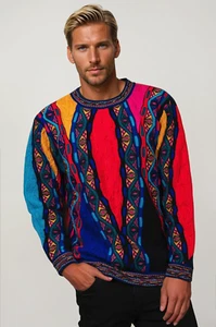 Geccu 3D Multi Colour Merino Wool Sweater Knitwear Jumper - Picture 1 of 2