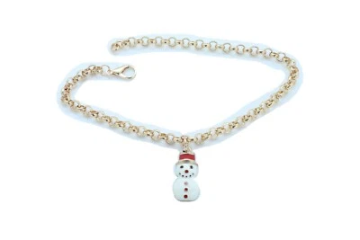 Fun Women Gold Metal Chain Boot Bracelet Shoe Snowman Holiday Charm Special Gift - Image 1 of 4