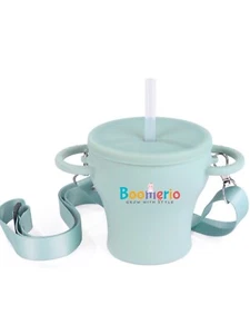 Collapsible Baby Toddler Snack Cup Straw Sippy Cup Food Grade Silicone BPA free - Picture 1 of 1