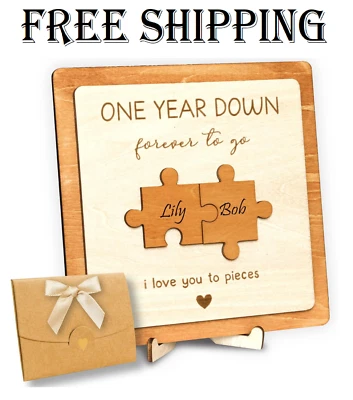 Rompecabezas de madera de 1 año de aniversario para él novio - Rompecabezas de madera de un año y 1 año Foto 1 de 4