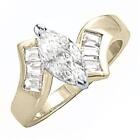 14k Gold Ep 2.26ct Diamond Simulated Marquise Ring 6 M
