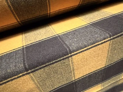 Wool Mouflon Flannel Brushed Fabric, Per Metre - Herringbone Check - Mustard - Image 1 of 3
