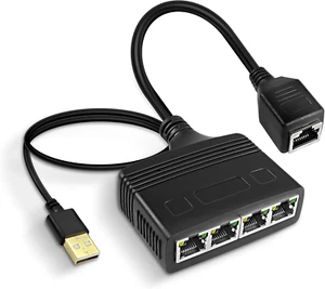 XMSJSIY Gigabit Ethernet Splitter RJ45 1 Female to 4 Female Network Extend Conne - Picture 1 of 12