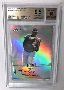 Jorge Mateo New York Yankees 2015 Leaf Metal Draft Auto Card BGS GEM MINT 9.5 - Picture 1 of 2