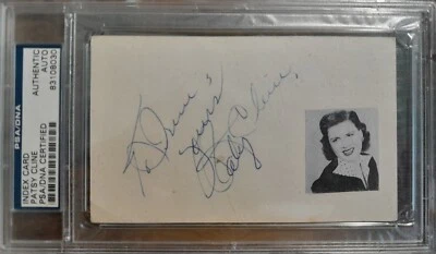 VINTAGE PATSY CLINE HAND SIGNED INDEX CARD CUT AUTO AUTOGRAPH PSA DNA RARE!! - Image 1 of 2