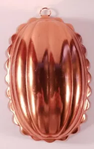 Molde de gelatina para pastel de hojalata enchapado en cobre de colección. Ovalado de 7" acanalado. 2,5 tazas. Decoración de cocina - Imagen 1 de 9