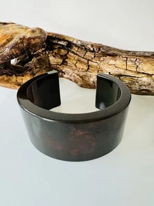Chucky Bangle Faux Tortoise Shell Translucent Brown Cuff - Picture 1 of 5