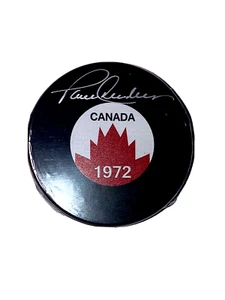 Paul Henderson Autographed 1972 Team Canada Logo Hockey Puck Frameworth COA - Bild 1 von 4