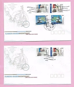 AUSTRALIA 2002 TWO FDC's - France FLINDERS - BAUDIN - Shs VICTOR HARBOR & PARIS - Picture 1 of 2