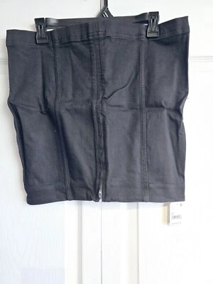 NUEVO CON ETIQUETAS Free People Moderna Mujer Negra Denim Cremallera Elastizada Mini Falda Talla 12 NUEVA Foto 1 de 4