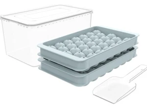 Round Ice Cube Tray with Lid & Bin - 66PCS Ice Ball Maker Mold Set Cocktail - Picture 1 of 6