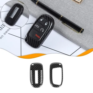 For Jeep Grand Cherokee/Renegade Key Fob Protection Cover Skin Case Carbon Fiber - Picture 1 of 11