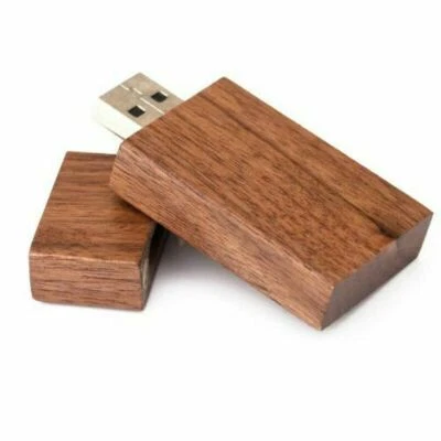 Wooden USB Memory 2.0 Flash Drive Walnut Wood 16GB USB Stick Photos Weddings - Image 1 of 4