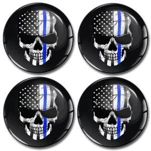 4 pegatinas de silicona de 50 mm para tapacubos centrales de rueda insignia calavera bandera de EE. UU. - Imagen 1 de 3