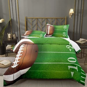 Bodhi Football Comforter Twin for Boys Kids Green Rugby Field Football Beddin... - Picture 1 of 6
