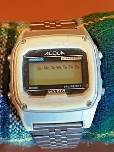 Mens vtg retro Acqua Indiglo stopwatch watch - Picture 1 of 5
