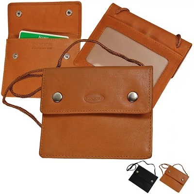 BOCCX Brustbeutel Leder RFID Schutz Brusttasche Klarsichtfach Security Wallet