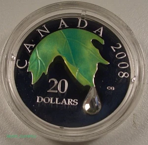2008 CANADA $20 FINE SILVER COIN CRYSTAL RAINDROP BOX/COA MINT LQQK RARE - Picture 1 of 4