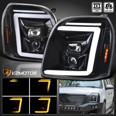 Jet Black Fits 2007-2014 GMC Yukon XL Denali Switchback Projector Headlights - Image 1 of 4