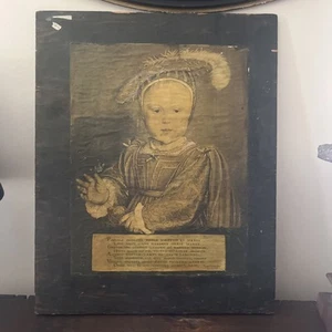 Wood print EDWARD VI AS PRINCE OF WALES Hans Holbein the Younger Print vintage - Picture 1 of 8