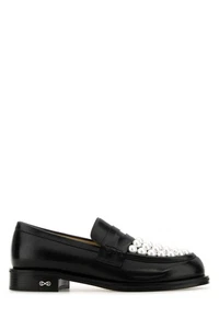 MACH & MACH Sirene Pearl Black Leather Loafers New & Authentic - Picture 1 of 5