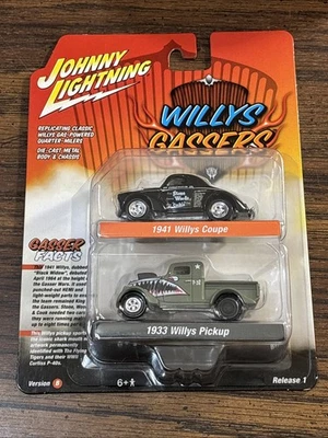 2025 Johnny Lightning  Willys Gassers 2-Pack - 1941 Coupe & 1933 Pickup Flying T - Image 1 of 3