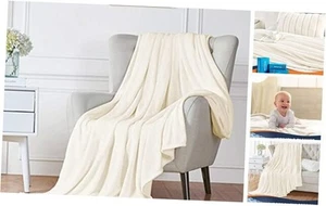Fleece Blanket Plush Throw Fuzzy Lightweight (XL-Twin Size 66"x90" Cream - Picture 1 of 7