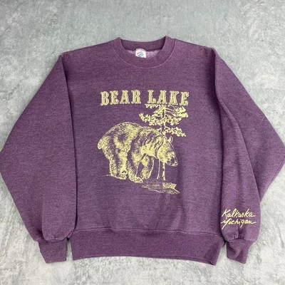 Sudadera De Colección Bear Lake Para Hombres Talla S Púrpura Michigan Cuello Redondo Pullover Naturaleza Foto 1 de 4