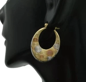 Authentic 10k Yellow White Red Hoop Drop Oval Earrings - Picture 1 of 9
